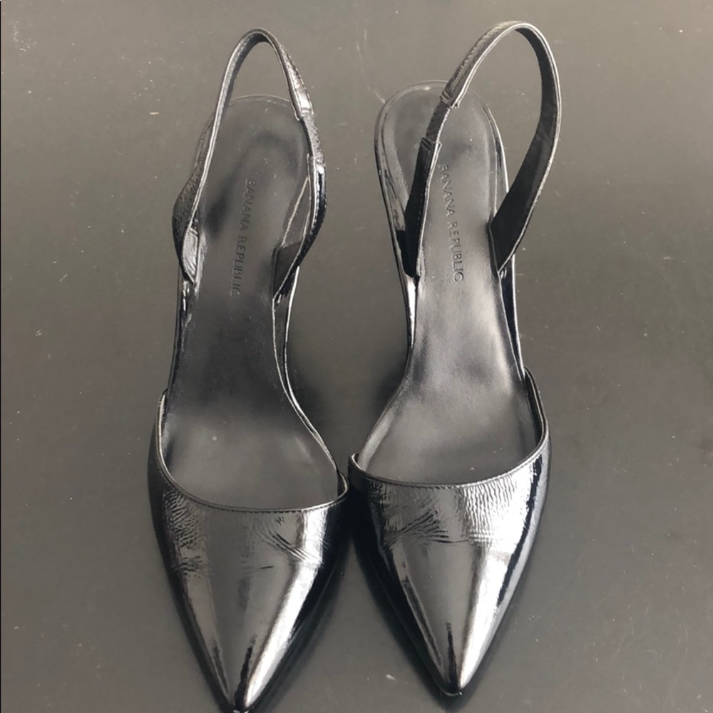 Banana Republic Black Patent Sling Backs